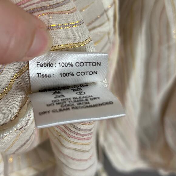 Miss June top tunic Medium peasant cover-up boho cream tassel beach sheer - Picture 8 of 11